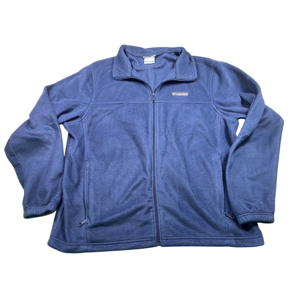 Columbia XL Blue Full Zip Fleece Jacket Zipper Pockets Outdoor Hiking